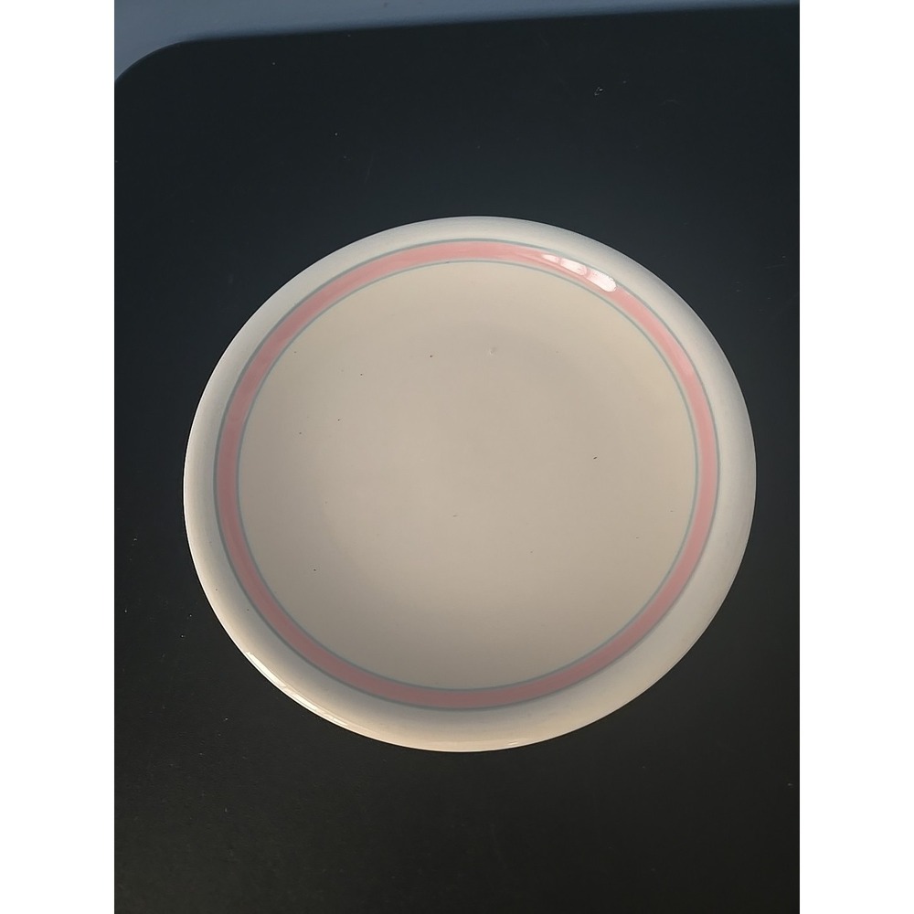 Epoch  Montana Plates Cream 7¾" Salad Plate Set Beige Pink‎ Blue Rim Korea